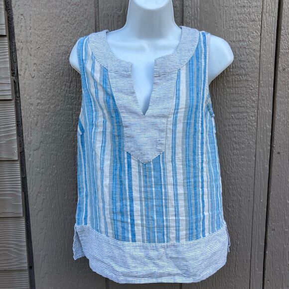 bcbgeneration blue stripes linen and cotton top and shorts  women’s size XS - Picture 3 of 6